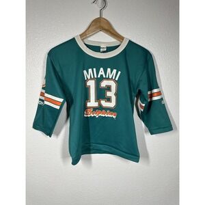 Vintage Miami Dolphins Shirt Youth Medium Teal White NFL‎ Football Number 13 90s